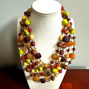 Joan Rivers Vintage Czech Glass Extra Long Bead Necklace Retro Casual Jewelry